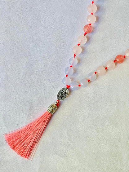 Kamala Mala - Delight - Blue Chalcedony, Rose Quartz, Strawberry Quartz