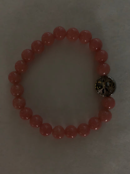 Aragonite Coral Bracelet 8 mm Round Beads - Naturally Glows in the Dark