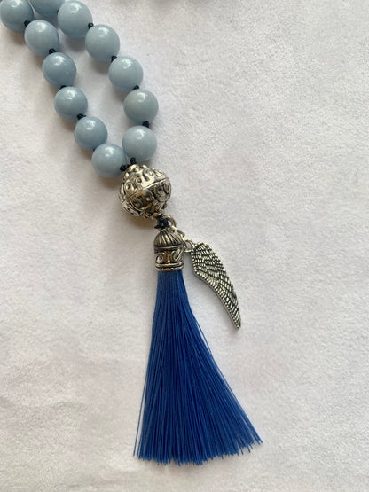 Astarte Mala - Talking to Angels - Angelite and Black Labradorite