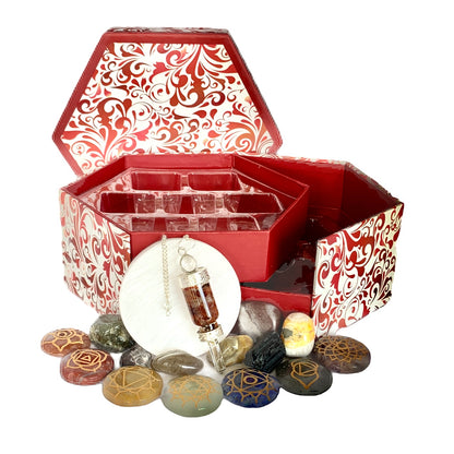 Metaphysical Gift Box Red Box, Many Crystals